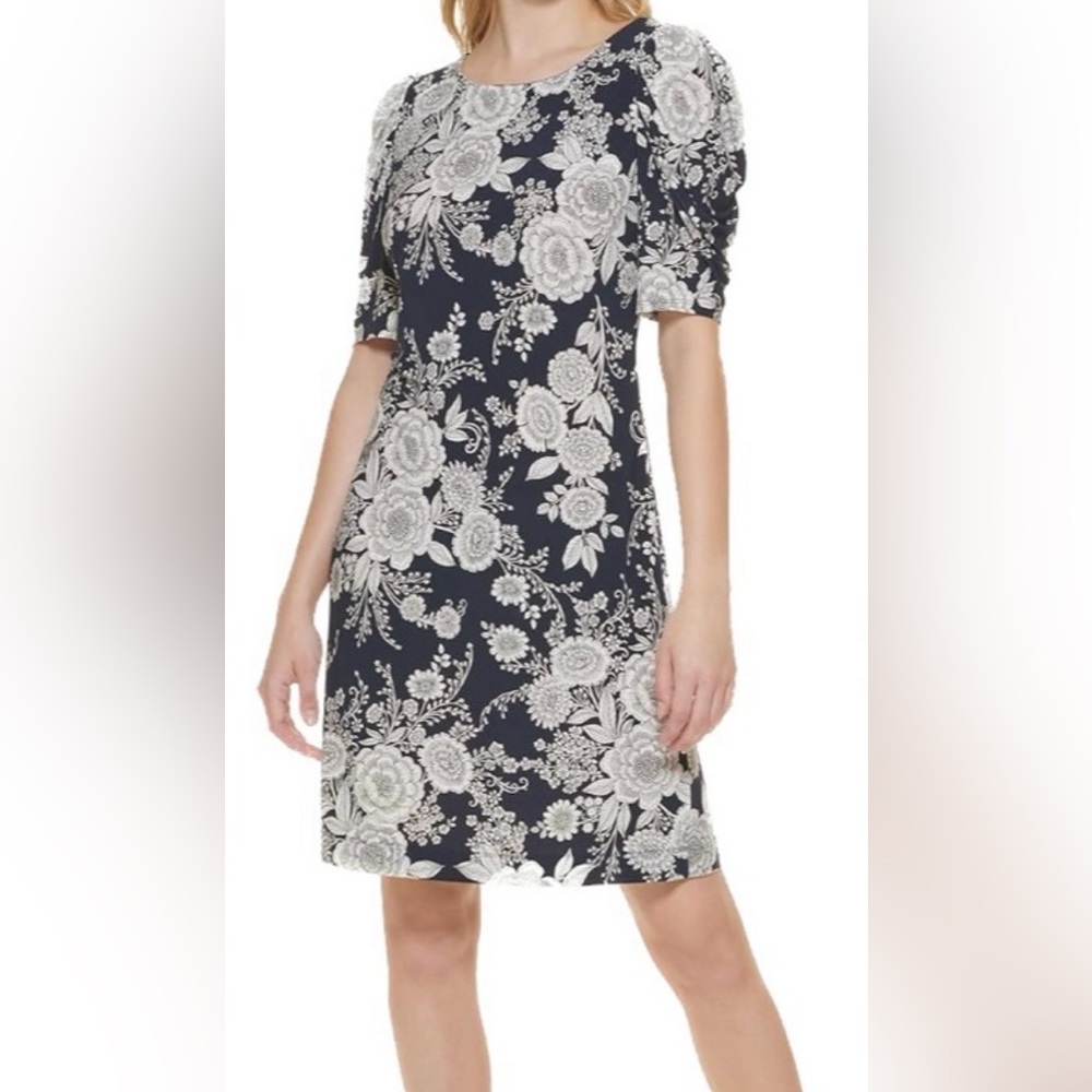 Tommy Hilfiger Navy and White Floral A-Line Dress